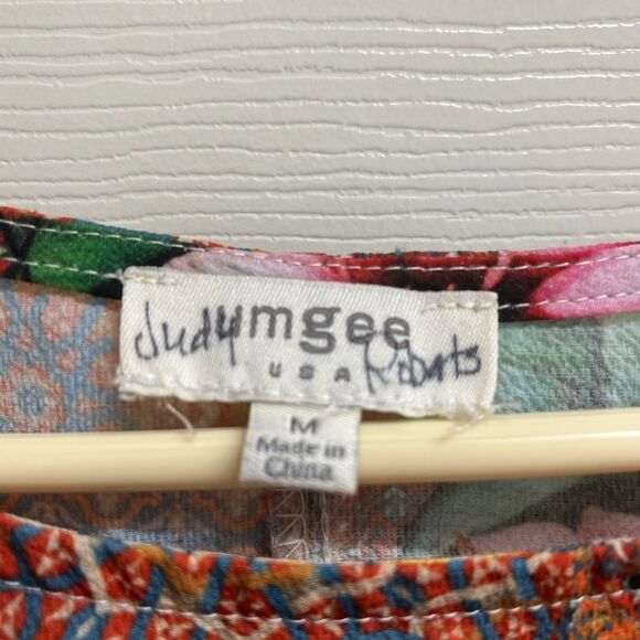 Umgee Oversized Boho Mixed Floral Print Blouse Top SZ M - Picture 4 of 5